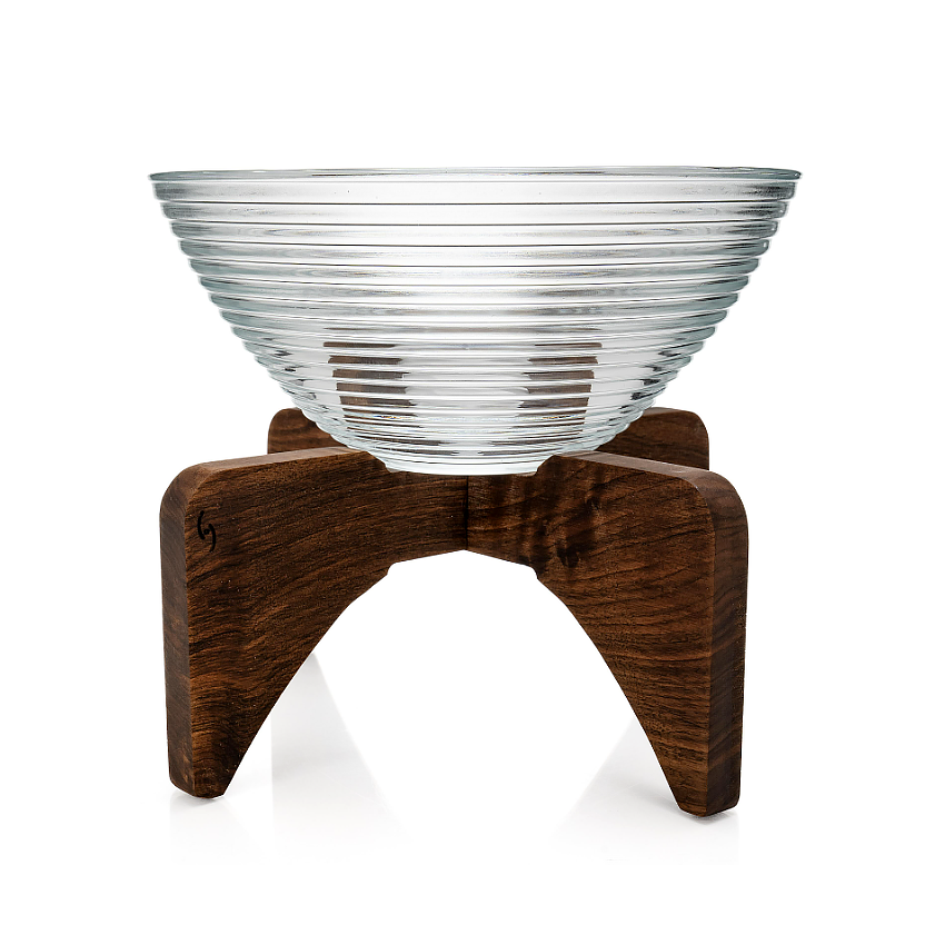 Боул для подачи салатов в комплекте с деревянной подставкой 4.9 л